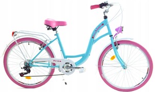 Viking Choice Meisjesfiets 24 inch stevig model roze met blauw 6 versnellingen