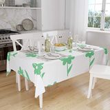 Bonamaison Tafelkleed, Anti-Mold, Sneldrogend, Waterdicht, 100% Polyester Tafellaken, Petroleum Groen, Wit, 140 x 160 Cm