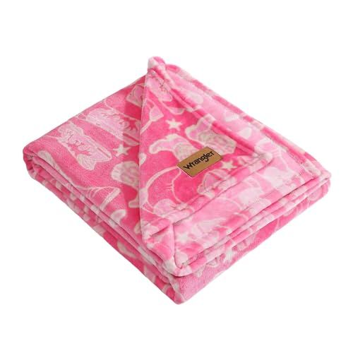Wrangler - Sprei deken, super zacht premium pluche beddengoed, westerse huisdecoratie, Oeko-Tex gecertificeerd (Knockin Boots Pink, 50 x 60)