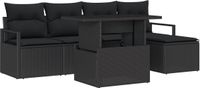 vidaXL - Tuinbank - Set - 6 - st - Zwart - poly - rattan