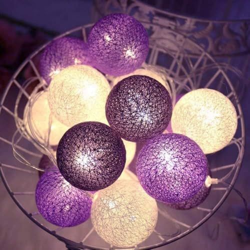 Led-lichtsnoer, Ciskotu Led-lichtsnoer, katoen, ballen, batterijen, 3,3 m, 20 leds, ketting met stekker voor slaapkamer, gordijn, feest, Kerstmis, verjaardag, Halloween, bruiloft, babykamer, romantisch, decoratie