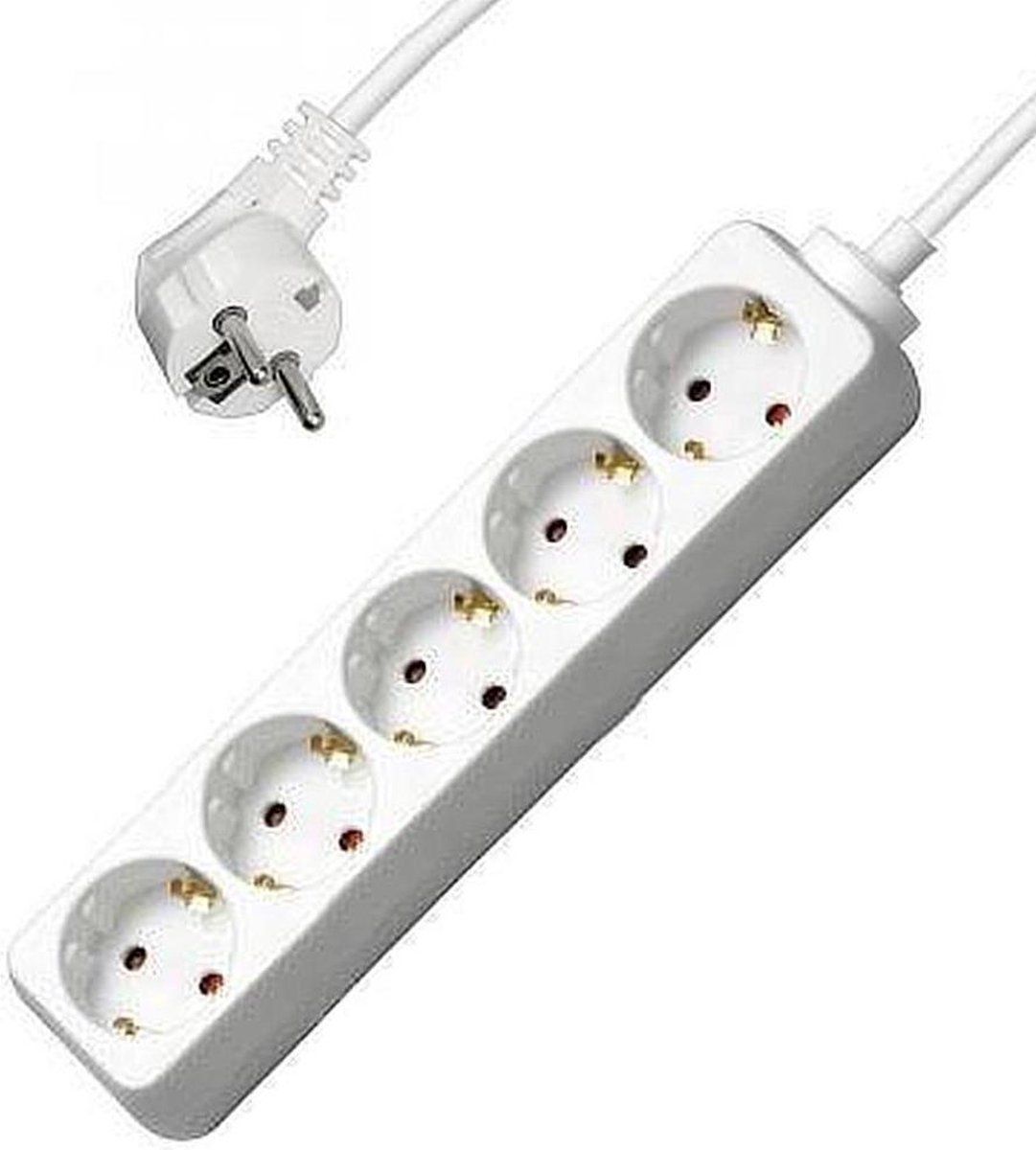 Allteq Stekkerdoos - 5-voudig - 15 meter - Wit - 8720017058086