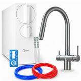 Ari Slender Système de filtration d'eau, osmose inverse, 800 GPD, robinet à deux poignées, cartouche filtrante en céramique, bec pivotant, diffuseur à bulles d'air, laiton, graphite, couleur anthracite