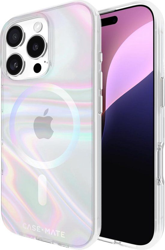 Case-Mate Soap Bubble Case geschikt voor iPhone 16 Pro - Hoesje compatible met MagSafe - Zeepbel Telefoonhoesje met 3 meter valbescherming