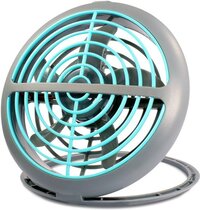 BES LED USB Ventilator - Shiqu Fany - Mini Tafelventilator - Kantelbaar - Aan/Uit Schakelaar - Rond - Grijs/Blauw