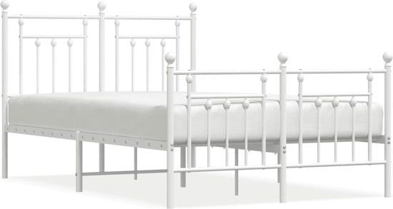 vidaXL Bedframe met hoofd- en voeteneinde Metaal Wit 120 x 190 cm