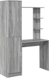 vidaXL Bureau met plank, opbergruimte en deur, 2 stuks, Sonoma-grijs