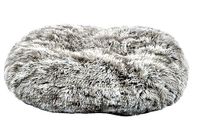 Bobby Poilu Extra zacht hondenkussen van pluche, antislip donut voor middelgrote honden en katten, machinewasbaar, zwart/wit, 65 x 56 x 20 cm