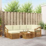 vidaXL - Hoek loungeset - 6 zitplaatsen - Natuurlijk en crème - Polyester