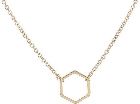 Joboly Hexagon honingraad geometrisch minimalistische ketting - Dames - Goudkleurig - 45 cm