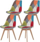 Merkloos Eetkamerstoel Set van 4 - Stof - Hout - Rood - 40 cm zithoogte