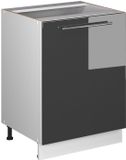 Vicco Keukenonderkast Fame-Line, Antraciet Hoogglans/Wit, 60 cm 1 deur zonder werkblad