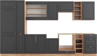 Vicco Fame-Line Complete keukeneenheid – 355 cm, WB Antraciet Antraciet Landhuis/Goud Kraft Eik