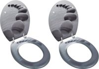 vidaXL Toiletbrillen met deksels 2 st stenen MDF