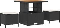 vidaXL Eettafel Set Zwart Poly Rattan 3-delig