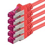 1aTTack.de 3,0 m - rood - 5 stuks - CAT6a (10Gb/s) netwerkkabel S-FTP CAT 6a LAN-kabel - GHMT-gecertificeerd PIMF 500 MHz Cat5 Cat5e Cat6 Cat6a Cat7 voor switch, router, modem, internet