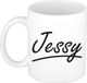 Bellatio Decorations Shoppartners Bv Jessy Naam koffiemok - beker - met sierlijke letters - wit - 300 ml