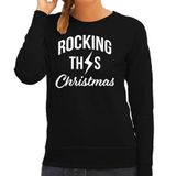 Bellatio Decorations Rocking this Christmas - Foute Kersttrui - sweater - zwart - voor dames - kleding - rockers XXL