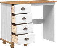 vidaXL Schrijfbureau ASKIM Wit Massief Grenenhout 95 x 40 x 75 cm
