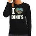 Bellatio Decorations I love dino's trui met dieren foto van een dino zwart voor dames - cadeau sweater T-Rex dinosaurus liefhebber L