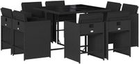 vidaXL 9-delige Tuinset - Poly Rattan - Zwart