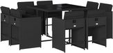 vidaXL Ensemble de jardin 9 pièces - Poly rotin - Noir