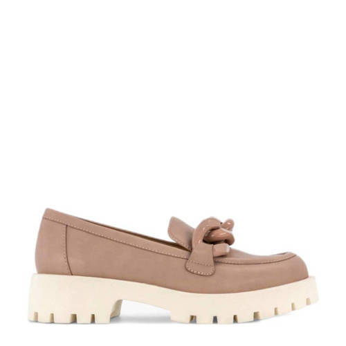 Oxmox Oxmox chunky loafers met ketting taupe