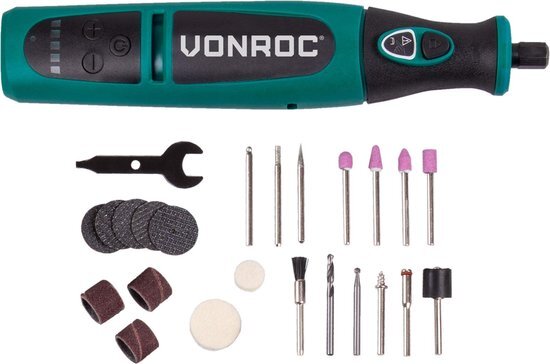 VONROC TOOLS VONROC Accu Multitool – Roterend – 8V – Incl. 24 accessoires, oplader & opbergtas
