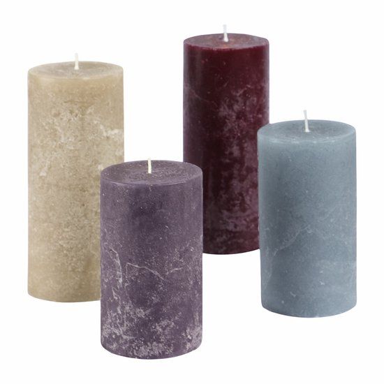 LOBERON Kaars set van 4 Berekua grijs/taupe/paars