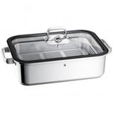 WMF Vitalis Stoom- en braadpan, 6,5L, Glazen deksel, Ovenvast tot 180°, Hoogwaardig Cromargan® 18/10 roestvrij staal, Alle Warmtebronnen incl. Inductie