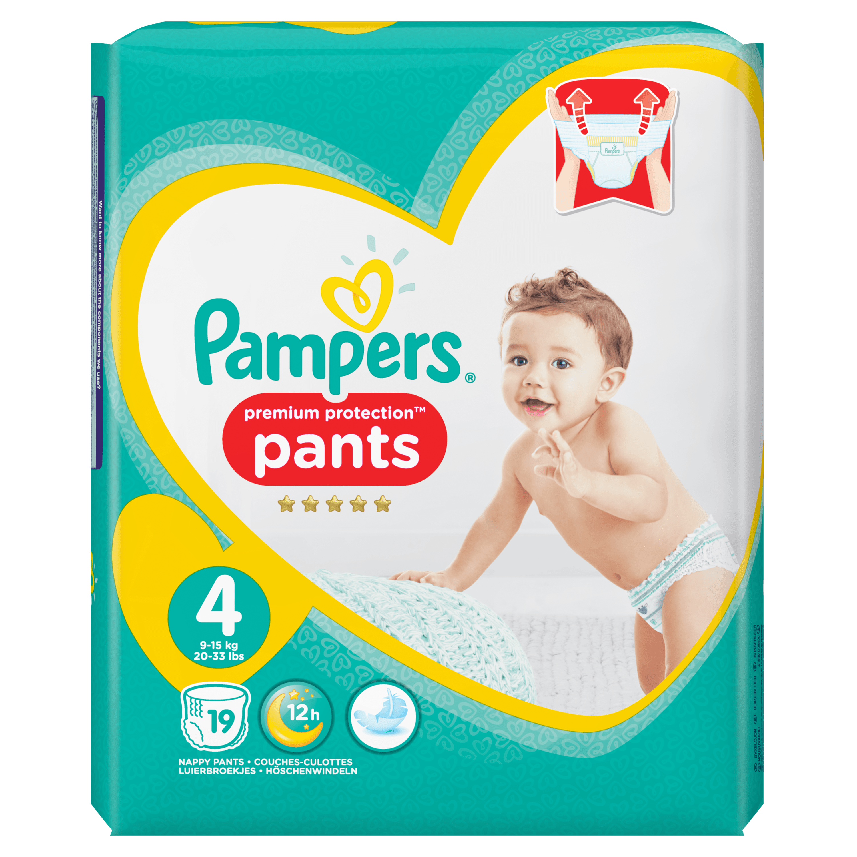 Pampers Premium Protection Pants S4, 19 Luierbroekjes, Zacht multi