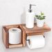 Unyqoos® Toiletrolhouder van grenenhout met opbergruimte