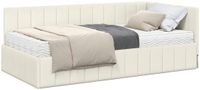 vidaXL Hoekbedframe met Matras en Hoofdeinde - Crème Fluweel