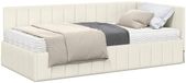 vidaXL Hoekbedframe met Matras en Hoofdeinde - Crème Fluweel