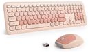Logitech Combo clavier souris sans fil - Taille normale - Touches rondes - 2,4 GHz - Portée de 35 pieds - Blanc et rose