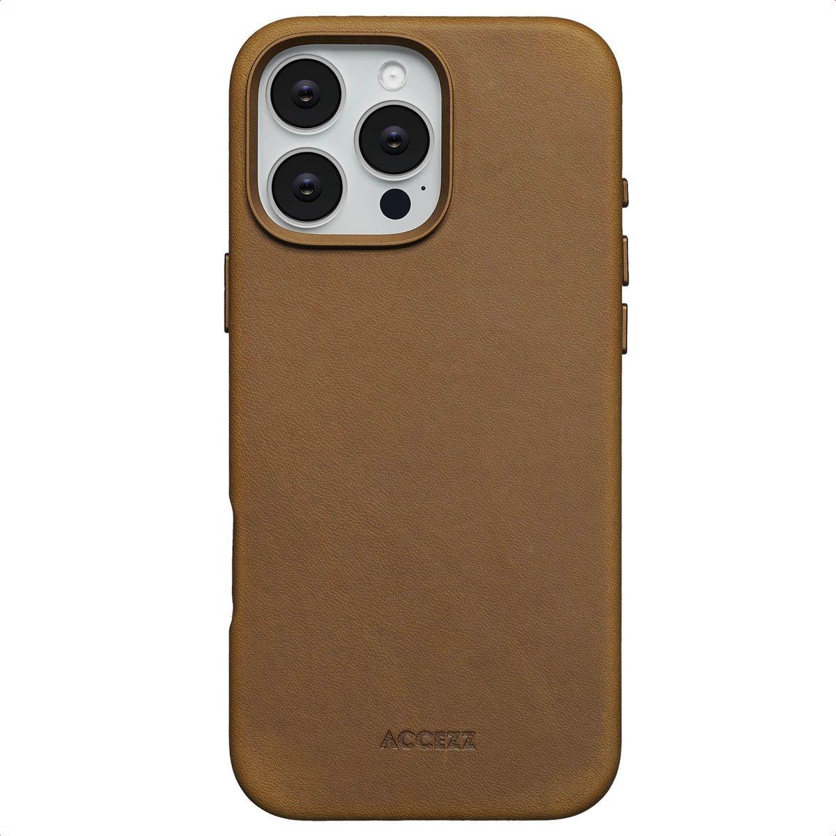 Accezz Vintage Leather Backcover Geschikt voor iPhone 16 Pro Max MagSafe Tabacco Cognac