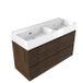 Saniclass Ensemble de meubles de salle de bain - 120x45x72cm - Lavabo en céramique Legend blanc - 2 lavabos - sans trous de robinetterie - 2 tiroirs - chêne mat anthracite