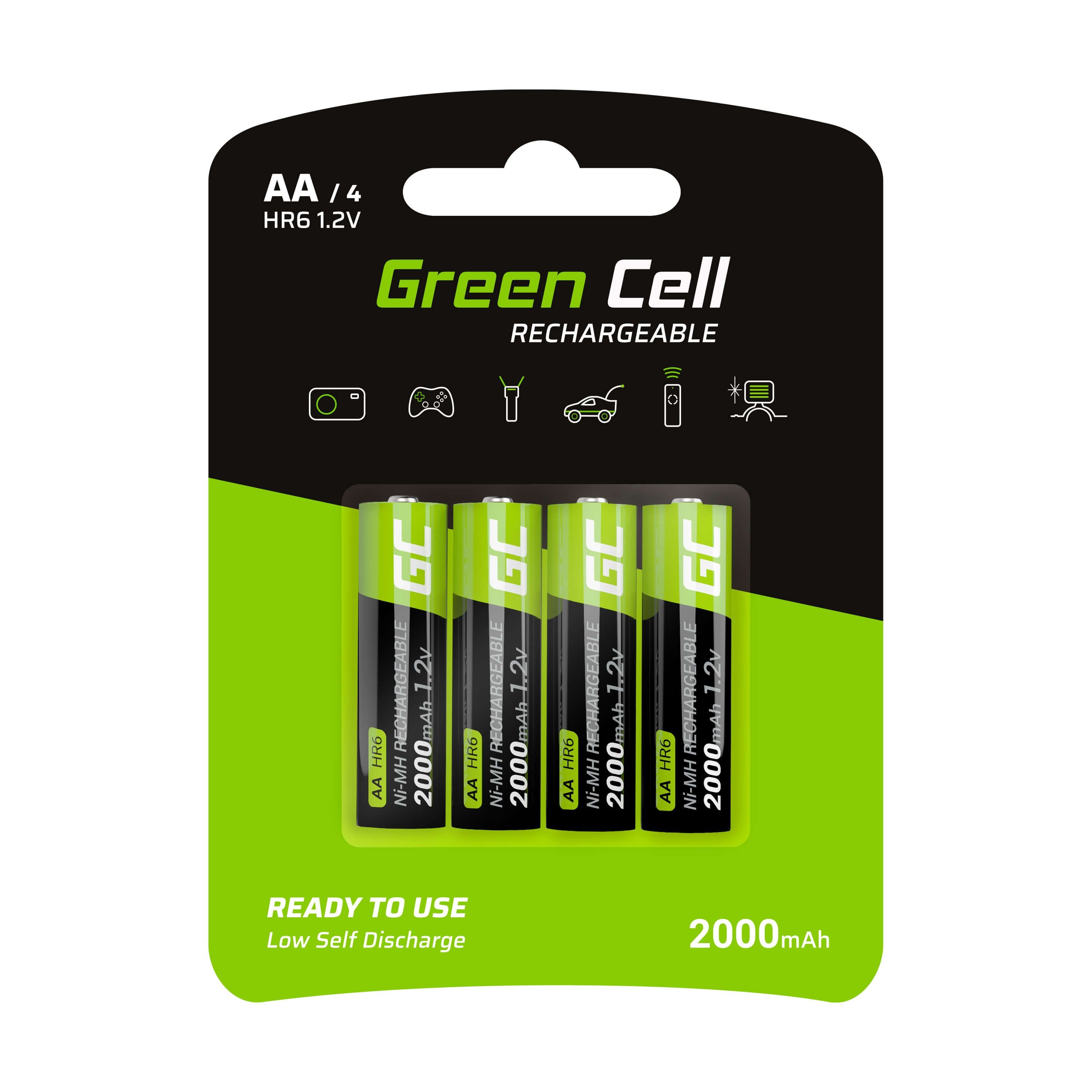 GREEN CELL GR02 - Huishoudelijke batterijen - 2x AA - 2000 mAh - NiMH