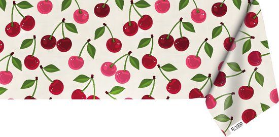 Raved Tafelzeil Kersen - 140 x 280 cm - Rood - PVC - Afwasbaar