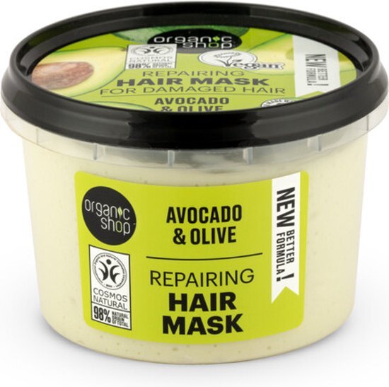 Organic Shop Hair Mask Express Repair Avocado en Honey, Bianco, Honing, 250 ml