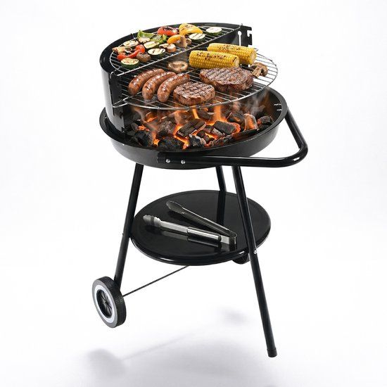 Merkloos / Sans marque Relaxdays Houtskoolbarbecue - 47 cm - Zwart - Staal - Met Deksel