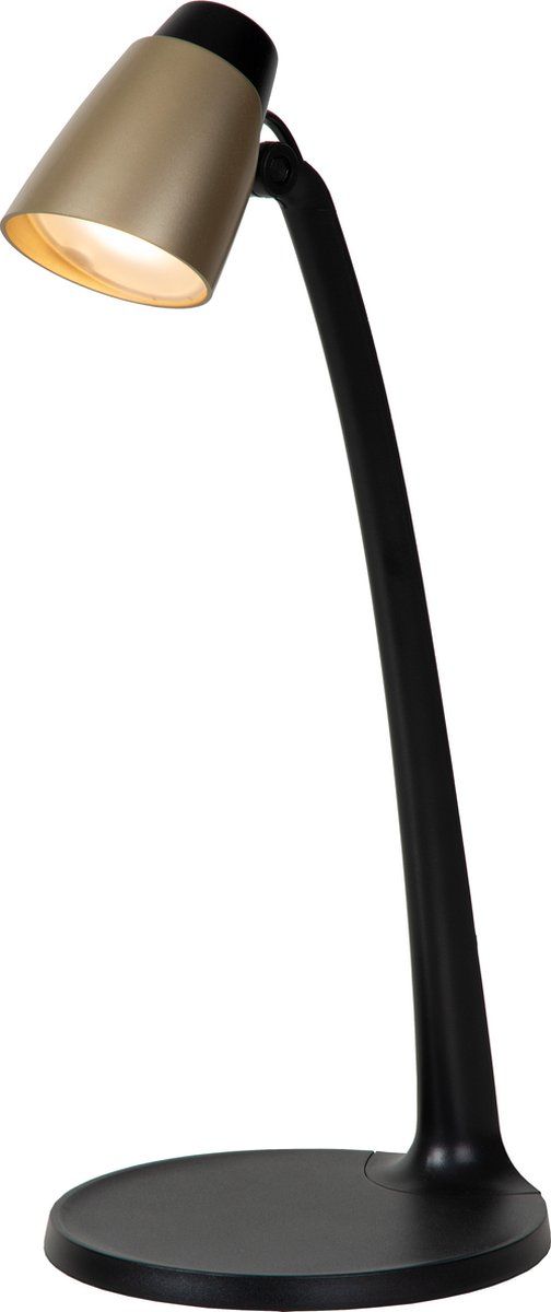 Lucide LUDO Bureaulamp - LED - 4.5W - Mat Goud / Messing - Zwart