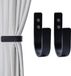 Omgoods - 2 Pièces Attaches Rideaux en Bois - Supports Rideaux Forme U - Noir