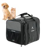 Ferplast VOYAGER Kattenmand, Hondenmand, Verstelbare Handgrepen en Schouderriem, Veiligheidsriem, Dubbele Zijopening, met Kussen, Max 15 Kg, 50x35x37h cm, Zwart