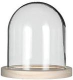 Ideas 4 Seasons Decoratie stolp - glas - houten plateau - D12 x H13 cm