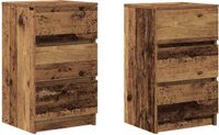 vidaXL Nachtkastjes met 3 lades, 2 stuks, oud hout, 39 x 35 x 65 cm