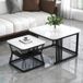 Lot de 2 tables d'appoint modernes – MDF effet marbre, structure en tube d'acier noir et blanc brillant, tables gigognes 65×65×45 cm et 45×45×39,5 cm