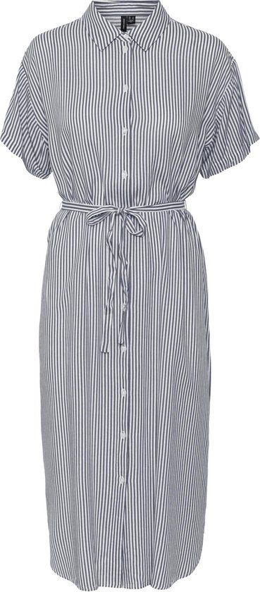 VERO MODA VMBUMPY SS CALF SHIRT DRESS WVN GA NOOS Dames Jurk - Snow White;India Ink - Maat S