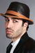 D'Arienzo Chapeau trilby cuir noir cognac homme chapeau borde court, Taille L (59cm), Couleur Noir