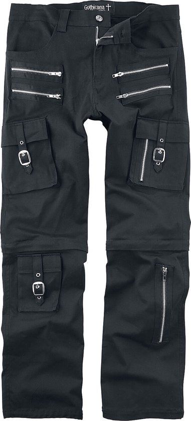 Gothicana by EMP Gothicana Zwarte broek met afneembare pijpen - Heren - W32L34